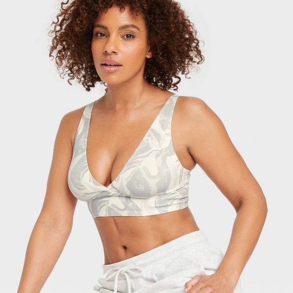 Auden Other - GRAY & WHITE SWIRL LONGLINE BRALETTE SIZE XXL NWOT